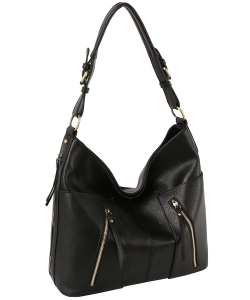 Fashion Zip Shoulder Bag Hobo LMD025-Z BLACK